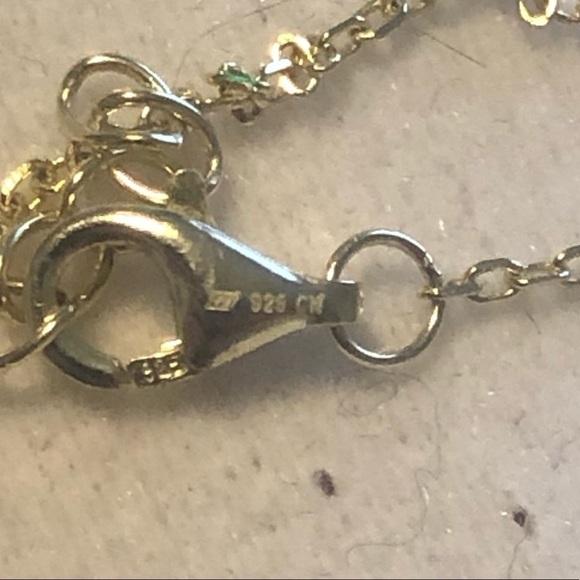 STERLING Silver Cable Link Chain w Sparkly Cubic Zirconia Safety Pin Pendant 18” - Picture 5 of 6